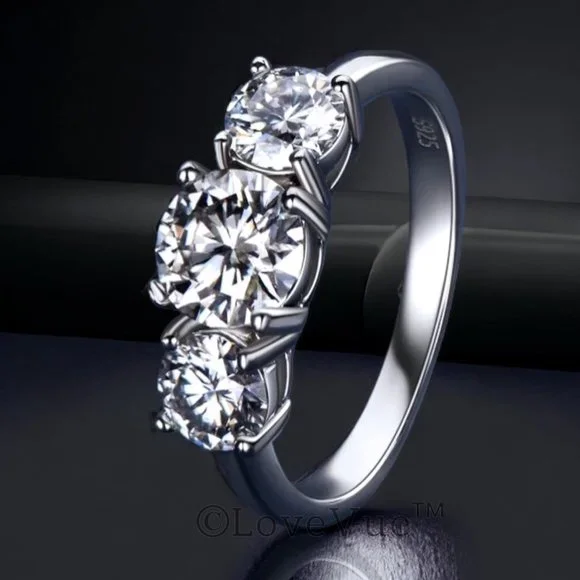Certified 4ct. t.w. Diamond Three-stone Brilliant Cut Engagement Wedding Ring